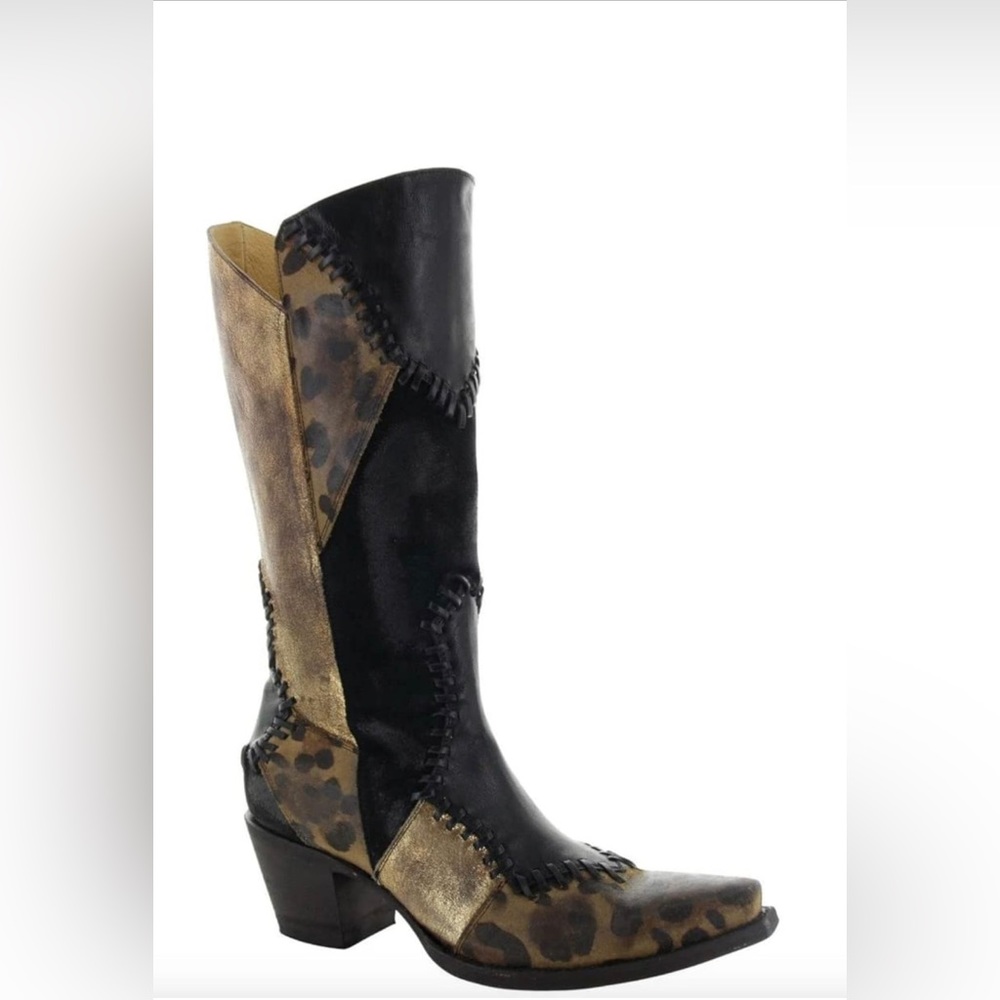 Old Gringo Leopard Patchwork Boots Size 6